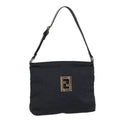 FENDI Zucca Canvas Shoulder Bag Black Silver ep5578