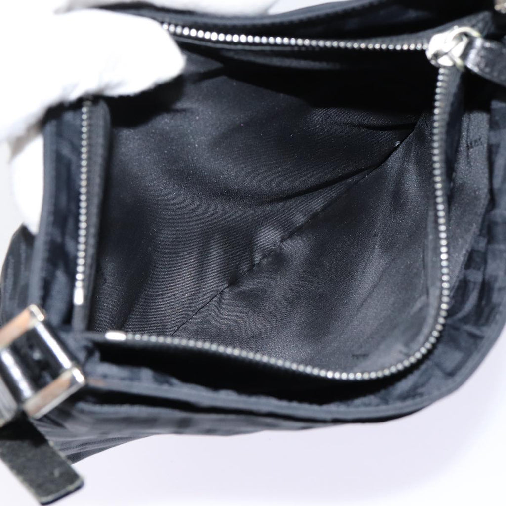 FENDI Zucca Canvas Shoulder Bag Black Silver ep5578