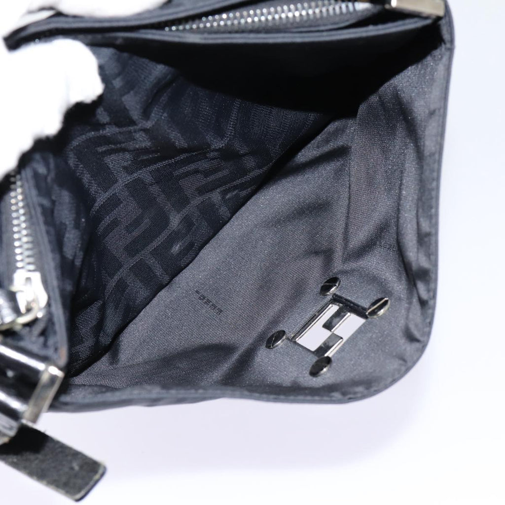 FENDI Zucca Canvas Shoulder Bag Black Silver ep5578