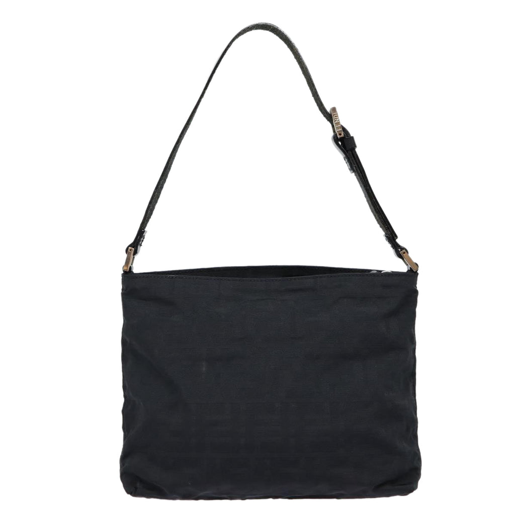 FENDI Zucca Canvas Shoulder Bag Black Silver ep5578