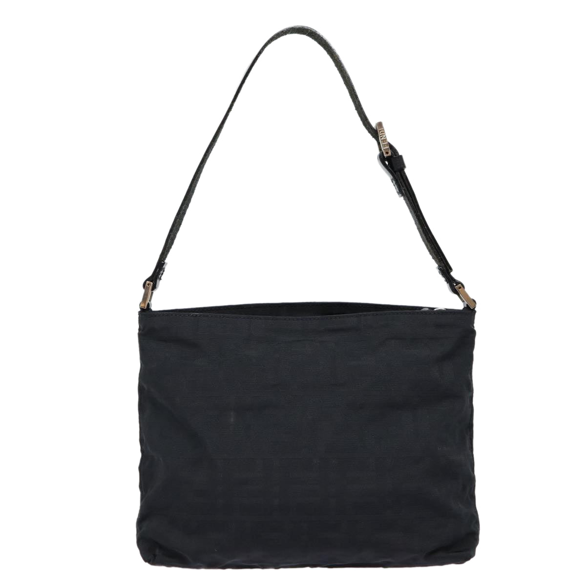 FENDI Zucca Canvas Shoulder Bag Black Silver ep5578