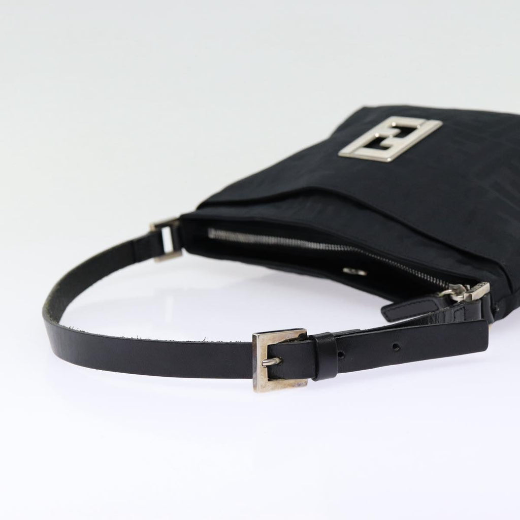 FENDI Zucca Canvas Shoulder Bag Black Silver ep5578