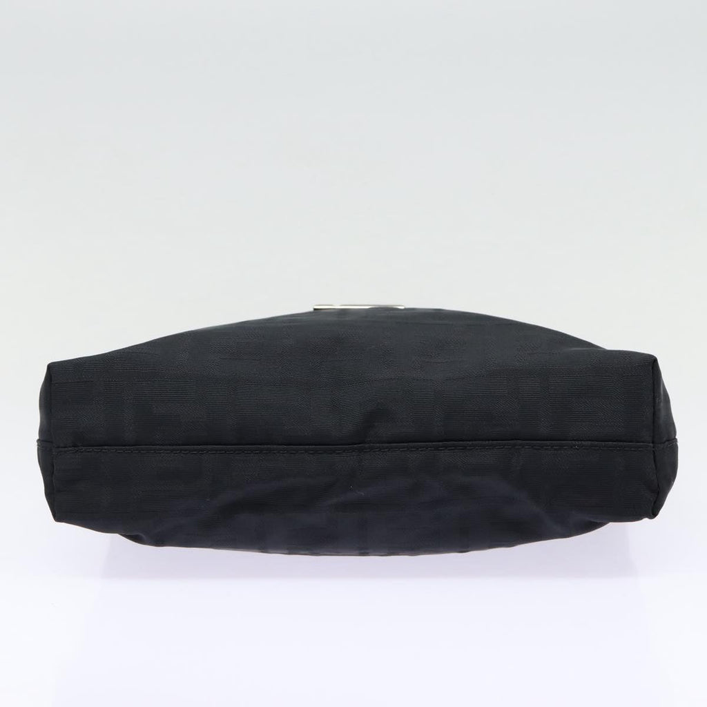FENDI Zucca Canvas Shoulder Bag Black Silver ep5578