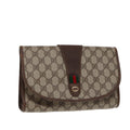 GUCCI GG Supreme Web Sherry Line Clutch Bag PVC Red Gold 156 01 030 ep5579