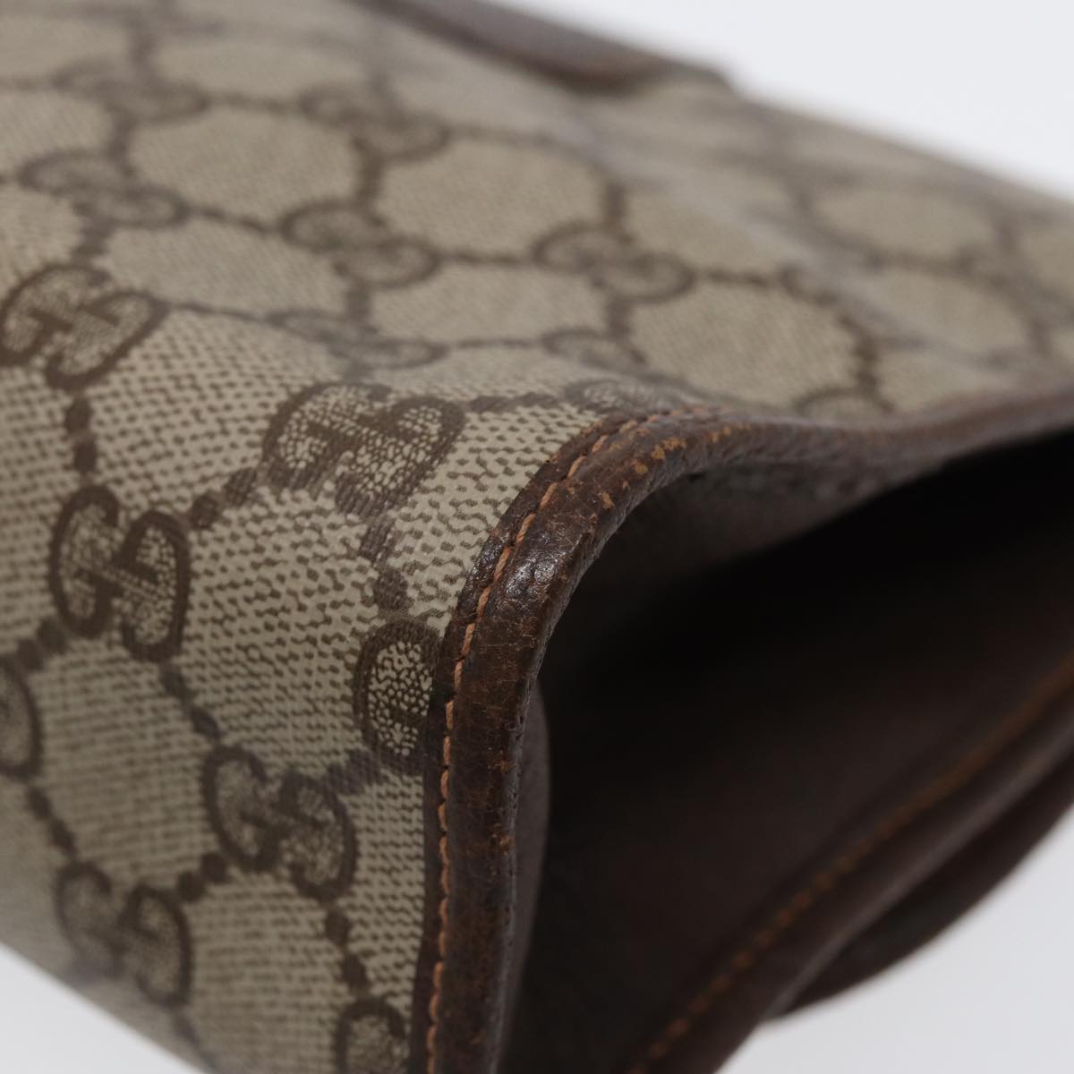 GUCCI GG Supreme Web Sherry Line Clutch Bag PVC Red Gold 156 01 030 ep5579