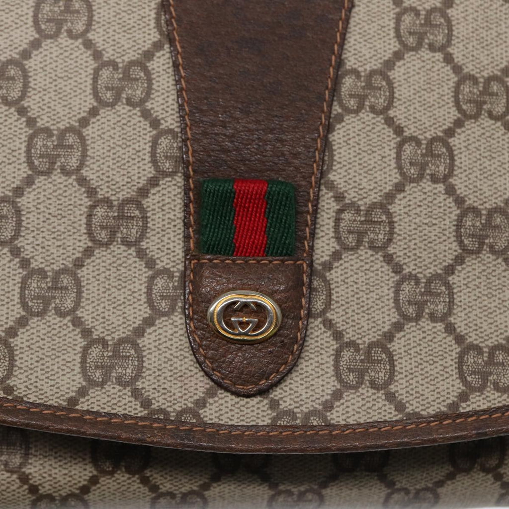 GUCCI GG Supreme Web Sherry Line Clutch Bag PVC Red Gold 156 01 030 ep5579