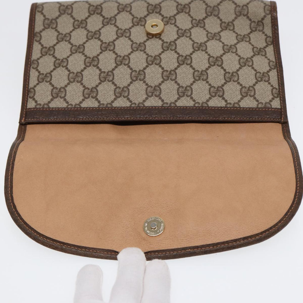 GUCCI GG Supreme Web Sherry Line Clutch Bag PVC Red Gold 156 01 030 ep5579