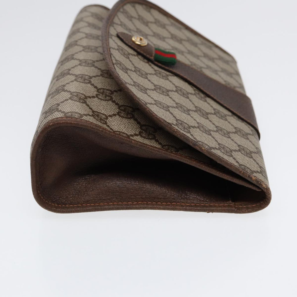 GUCCI GG Supreme Web Sherry Line Clutch Bag PVC Red Gold 156 01 030 ep5579