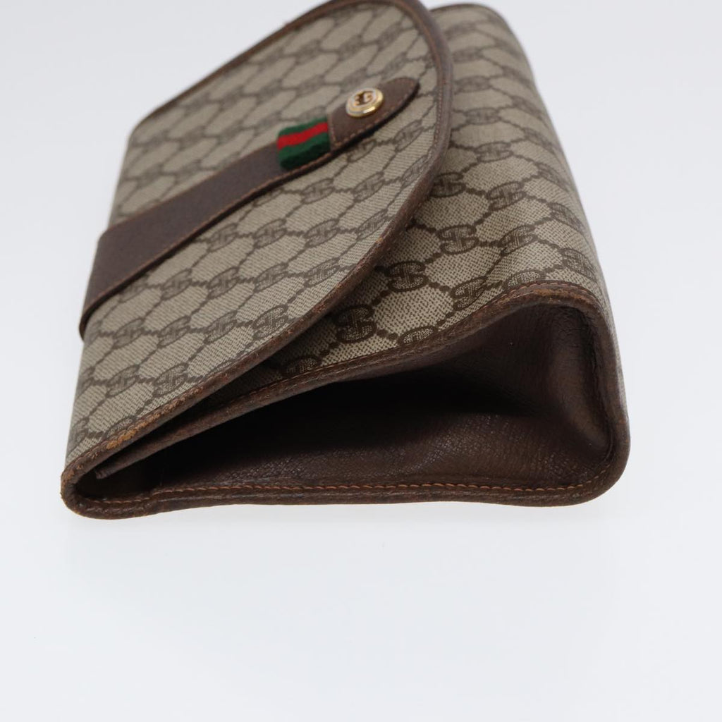 GUCCI GG Supreme Web Sherry Line Clutch Bag PVC Red Gold 156 01 030 ep5579