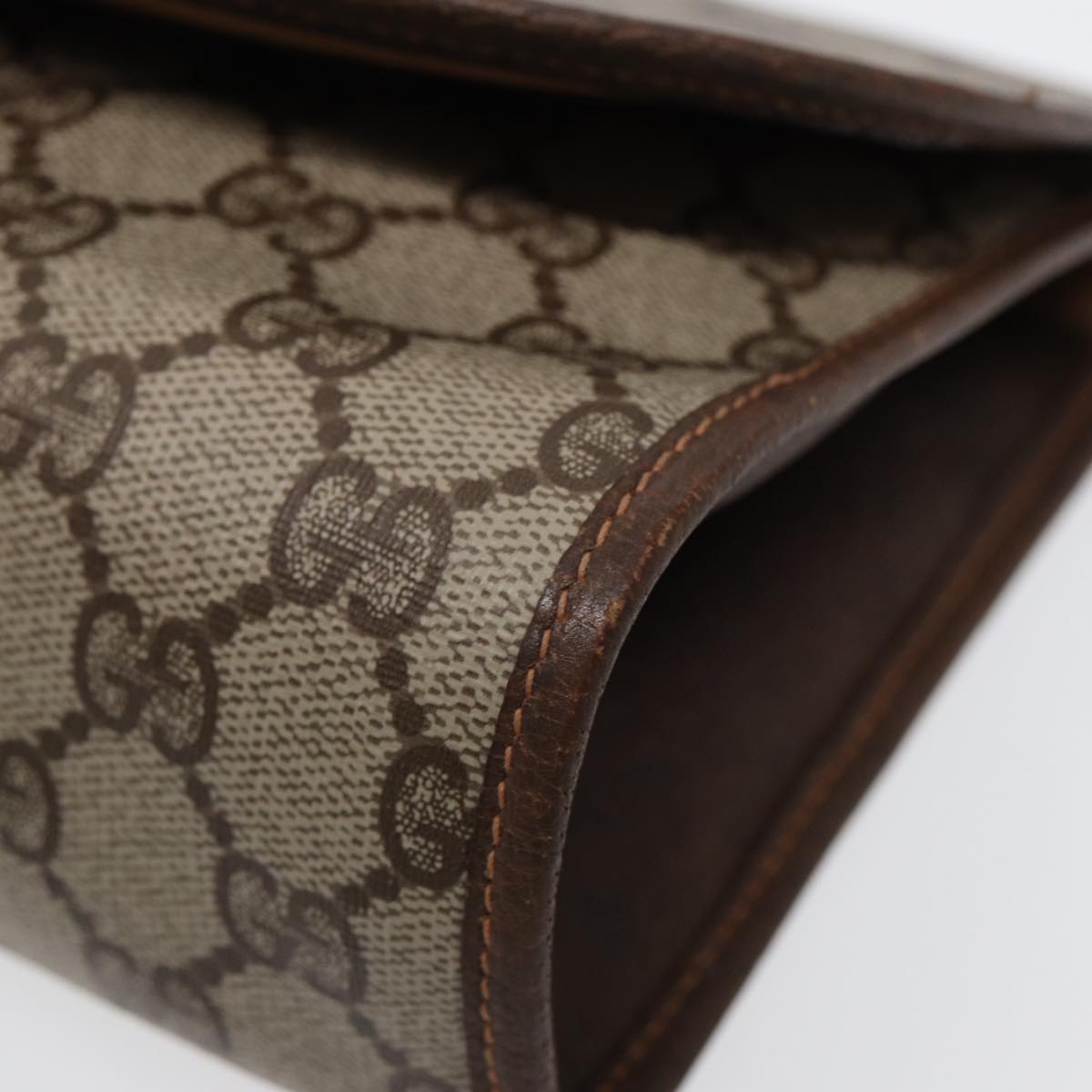 GUCCI GG Supreme Web Sherry Line Clutch Bag PVC Red Gold 156 01 030 ep5579