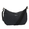 GUCCI GG Canvas Shoulder Bag Black Silver 122790 ep5580