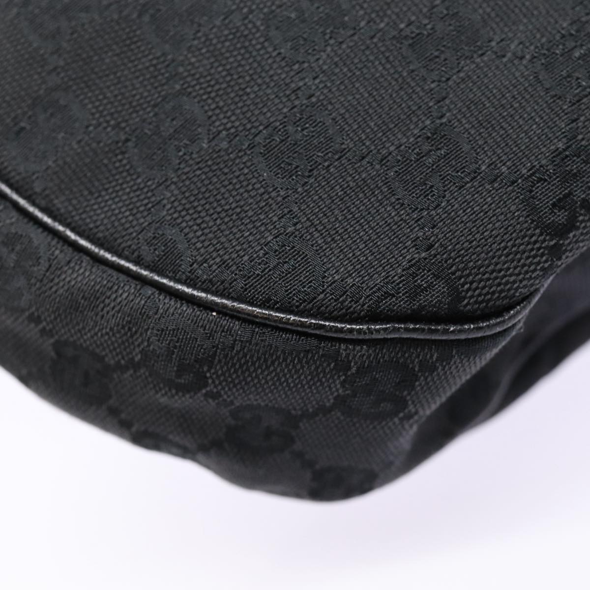 GUCCI GG Canvas Shoulder Bag Black Silver 122790 ep5580