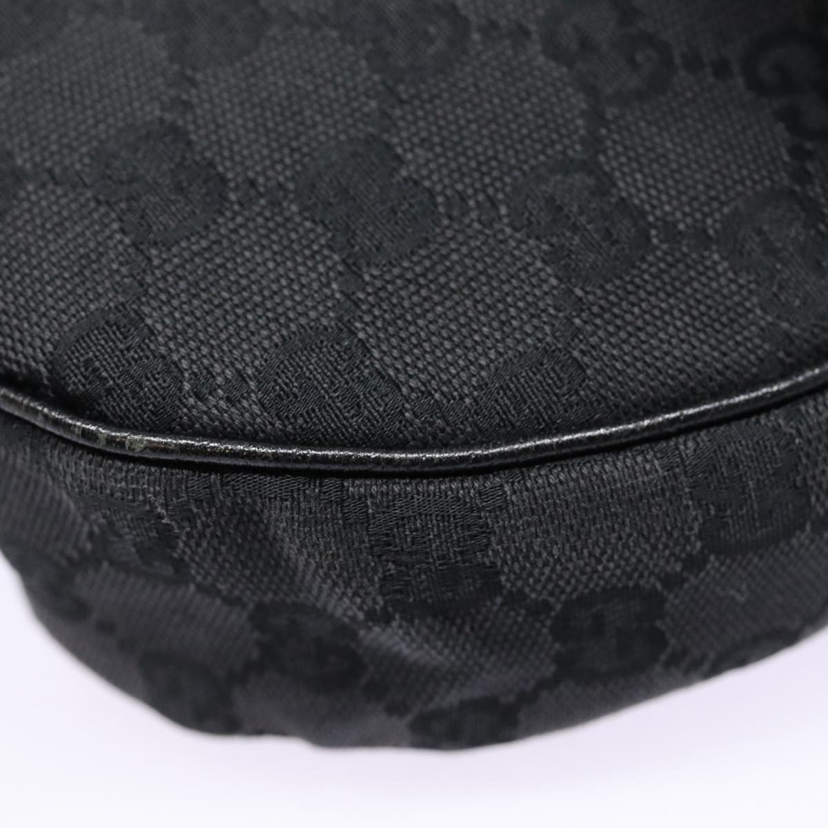 GUCCI GG Canvas Shoulder Bag Black Silver 122790 ep5580