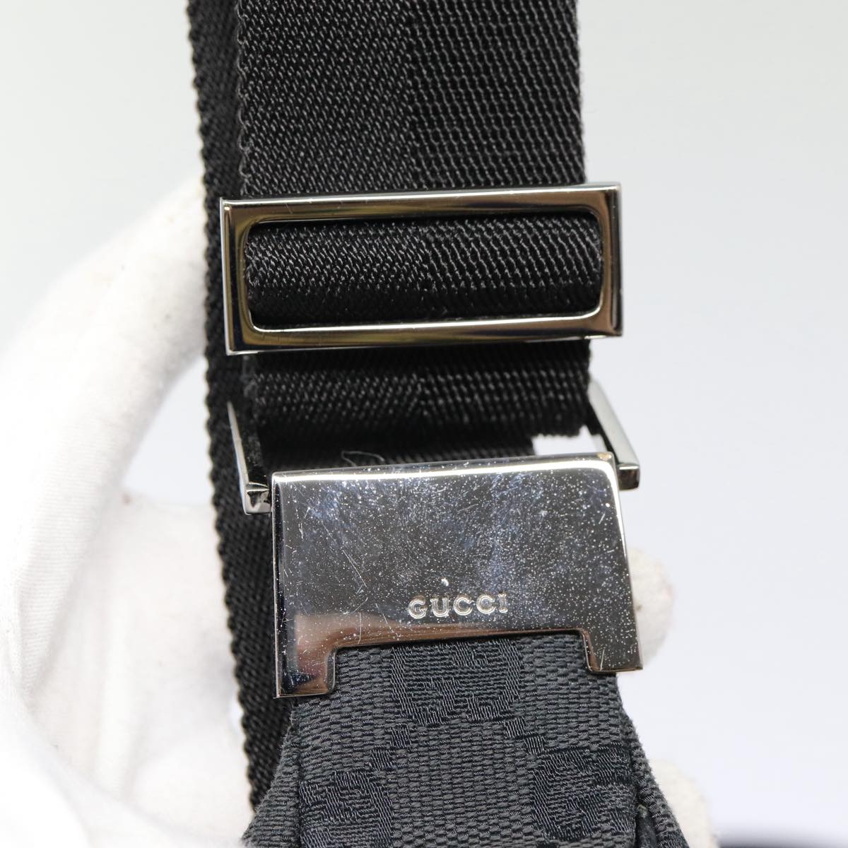 GUCCI GG Canvas Shoulder Bag Black Silver 122790 ep5580