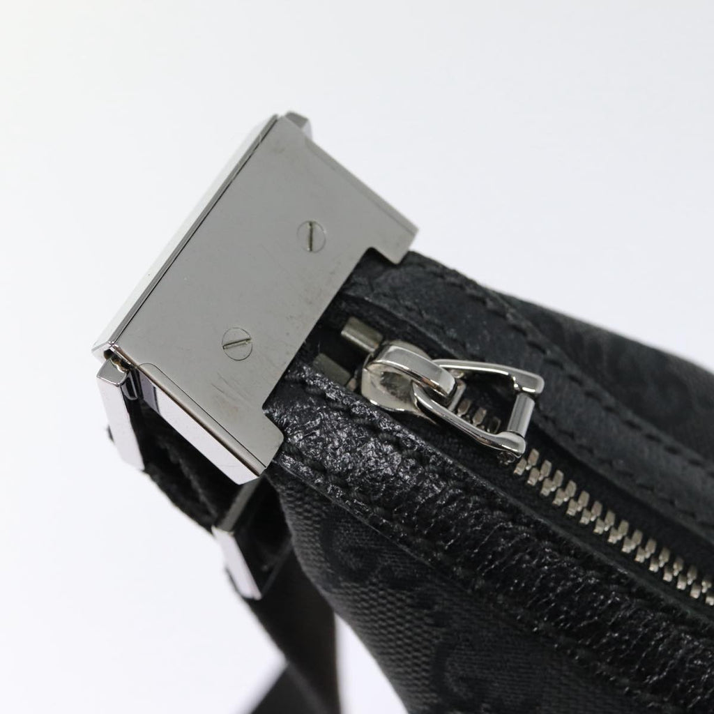 GUCCI GG Canvas Shoulder Bag Black Silver 122790 ep5580