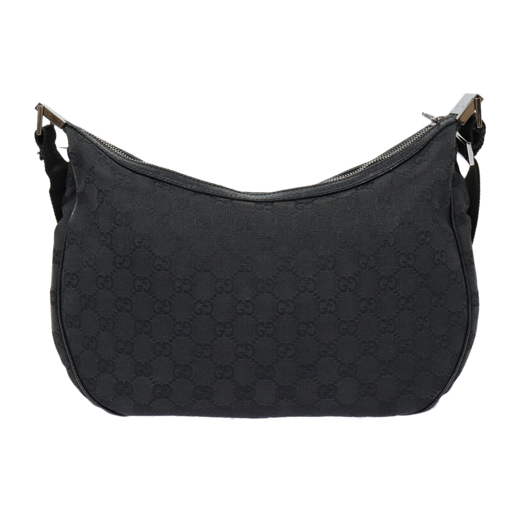 GUCCI GG Canvas Shoulder Bag Black Silver 122790 ep5580