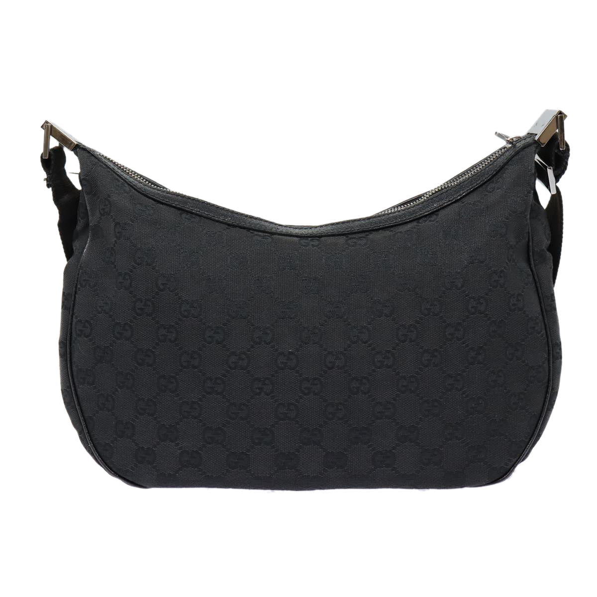 GUCCI GG Canvas Shoulder Bag Black Silver 122790 ep5580