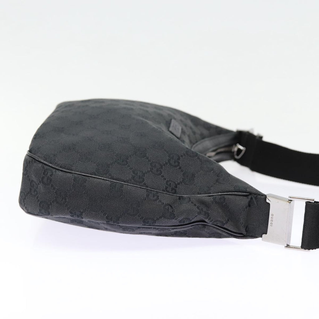 GUCCI GG Canvas Shoulder Bag Black Silver 122790 ep5580