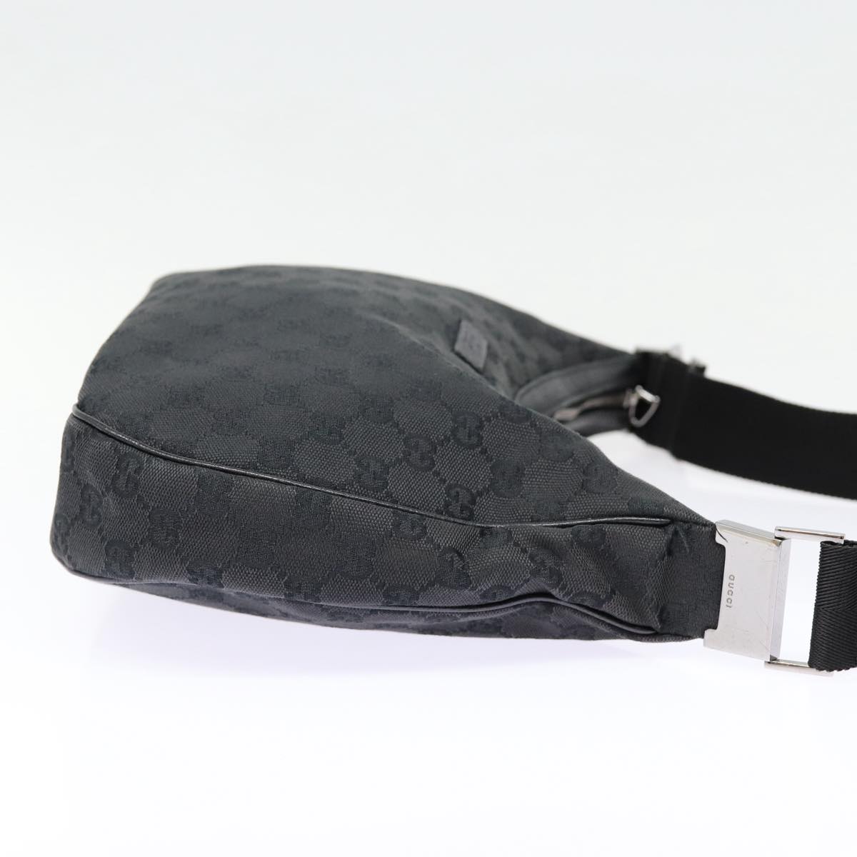 GUCCI GG Canvas Shoulder Bag Black Silver 122790 ep5580