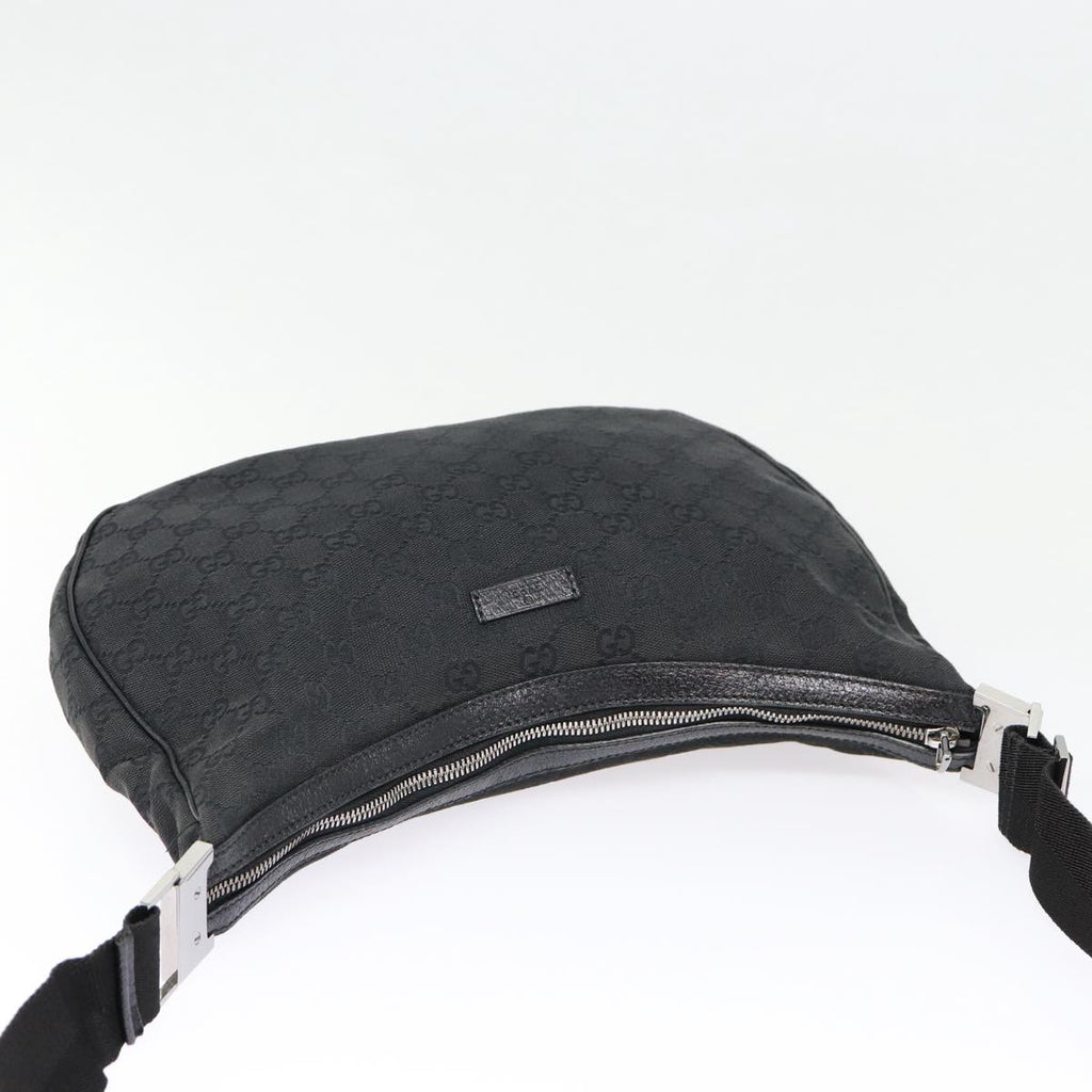 GUCCI GG Canvas Shoulder Bag Black Silver 122790 ep5580