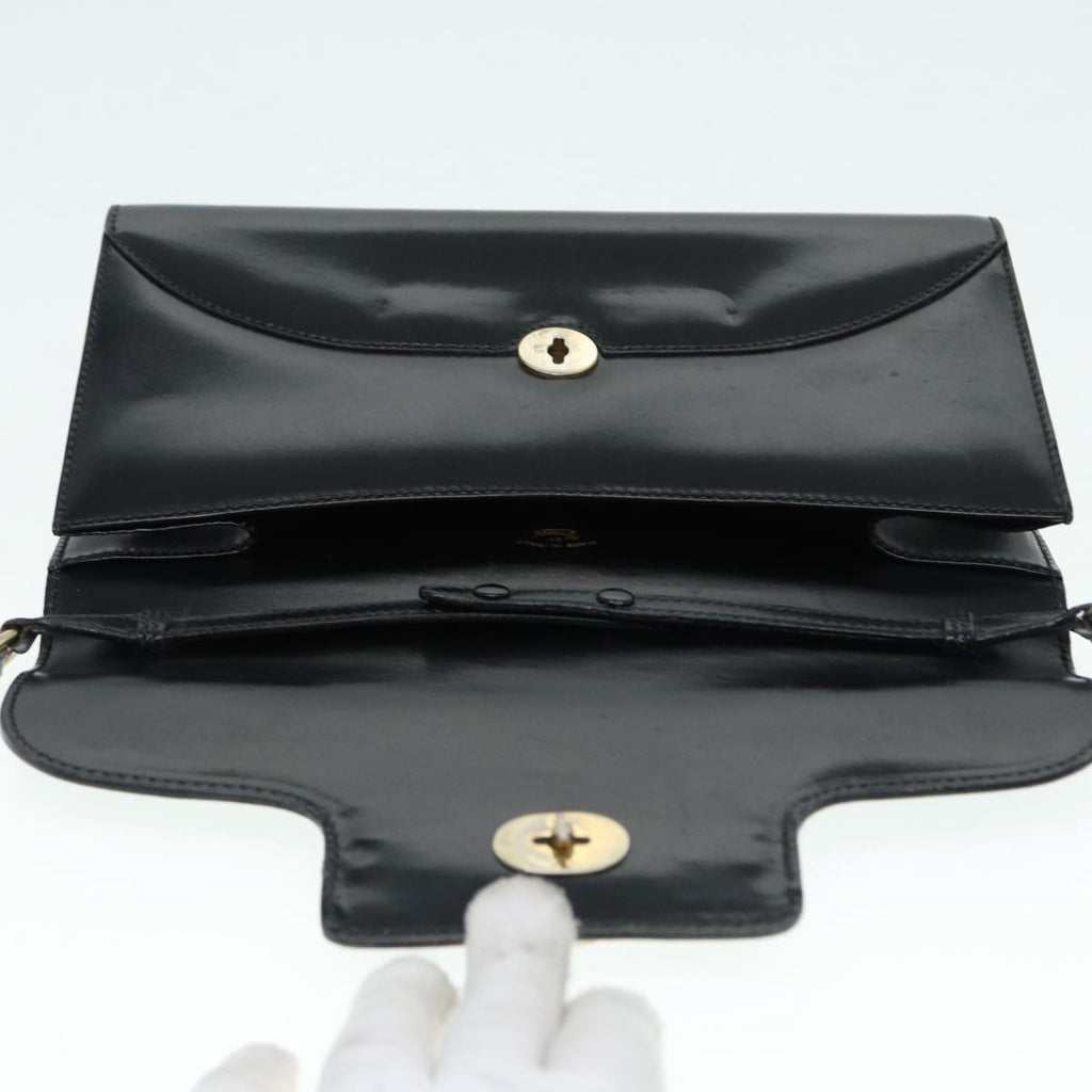 GUCCI Shoulder Bag Leather Black Gold ep5586