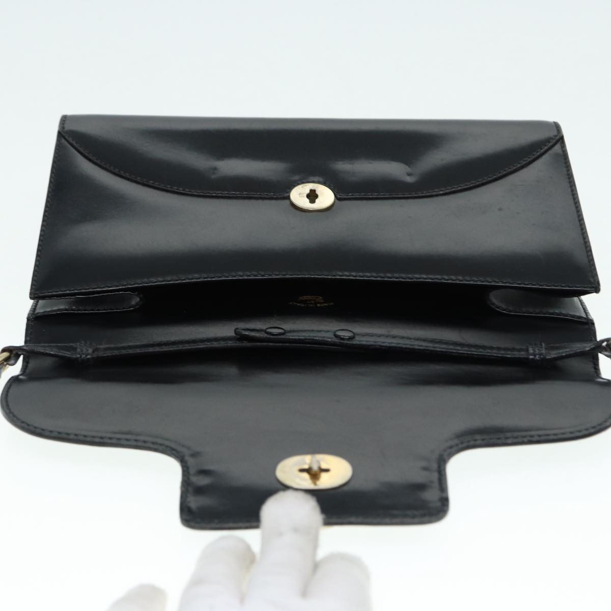 GUCCI Shoulder Bag Leather Black Gold ep5586
