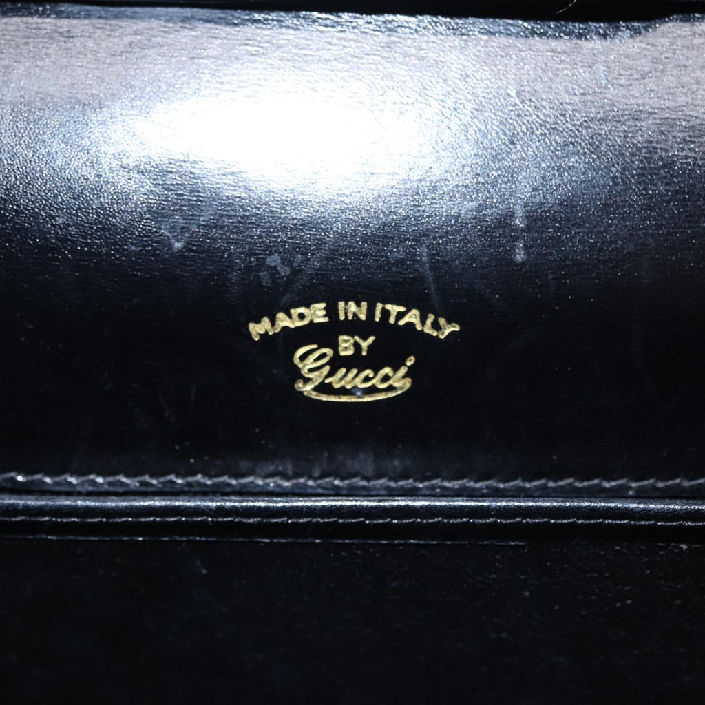 GUCCI Shoulder Bag Leather Black Gold ep5586