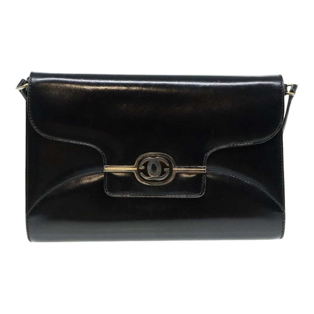 GUCCI Shoulder Bag Leather Black Gold ep5586