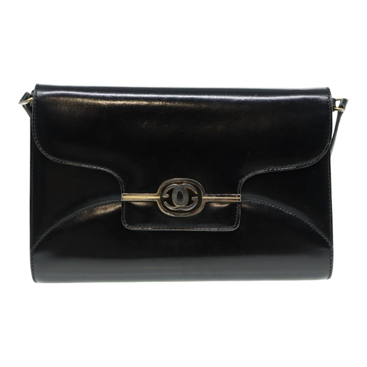 GUCCI Shoulder Bag Leather Black Gold ep5586