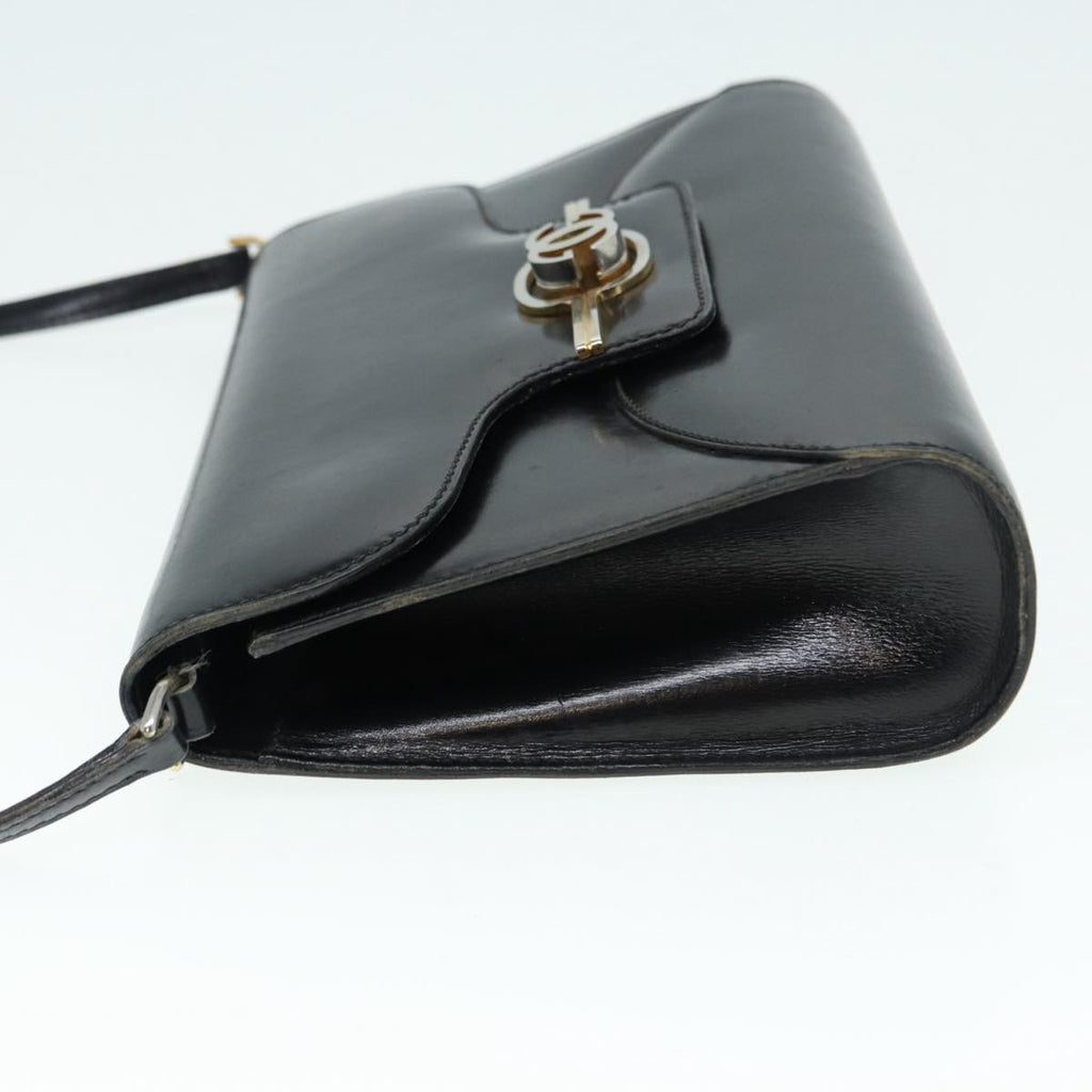 GUCCI Shoulder Bag Leather Black Gold ep5586