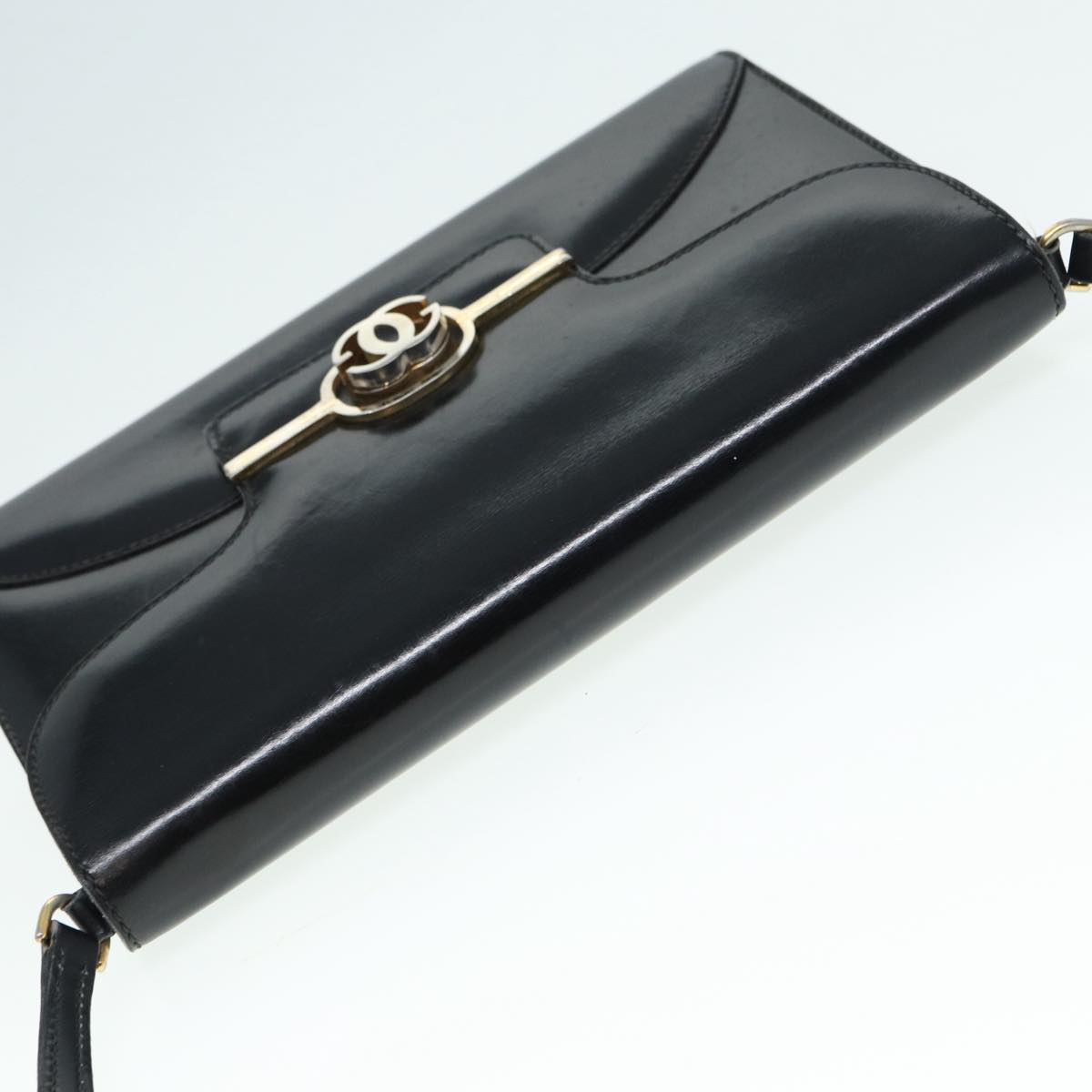 GUCCI Shoulder Bag Leather Black Gold ep5586