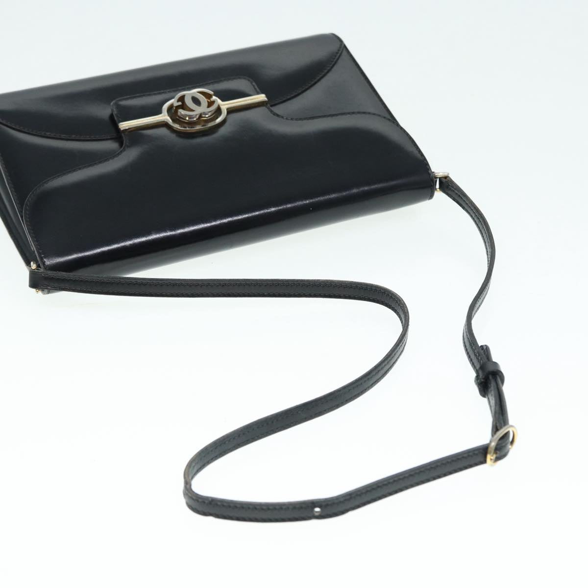 GUCCI Shoulder Bag Leather Black Gold ep5586