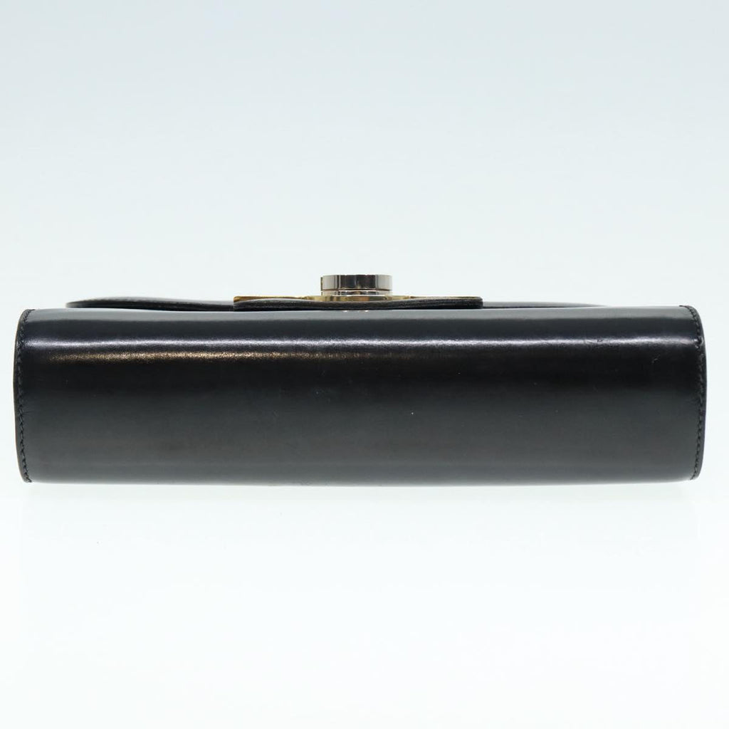 GUCCI Shoulder Bag Leather Black Gold ep5586