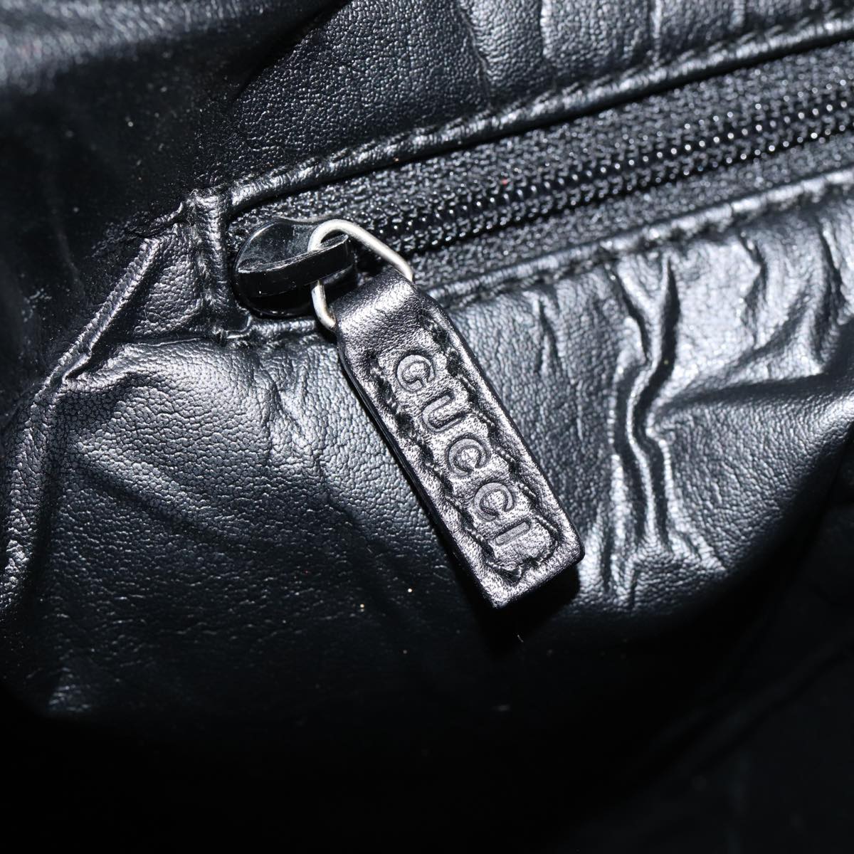 GUCCI GG Canvas Sherry Line Hand Bag Black Silver 001 4057 ep5588