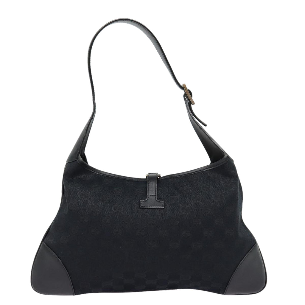 GUCCI GG Canvas Sherry Line Hand Bag Black Silver 001 4057 ep5588