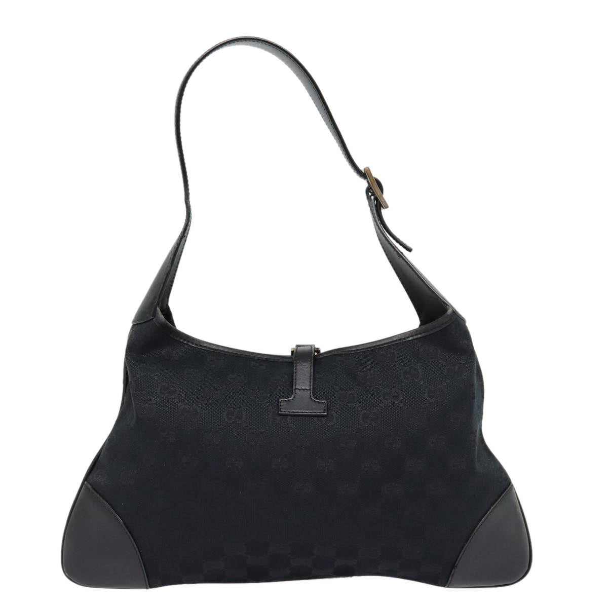 GUCCI GG Canvas Sherry Line Hand Bag Black Silver 001 4057 ep5588