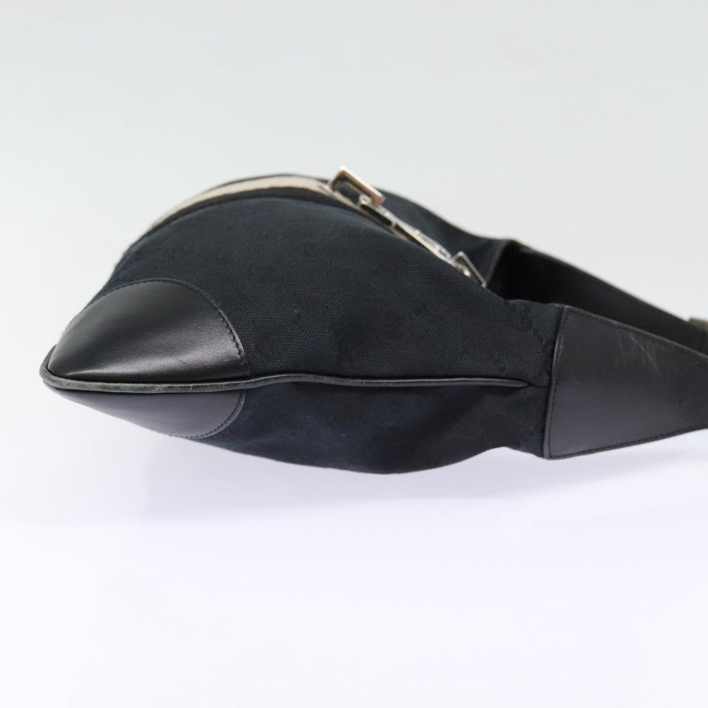 GUCCI GG Canvas Sherry Line Hand Bag Black Silver 001 4057 ep5588