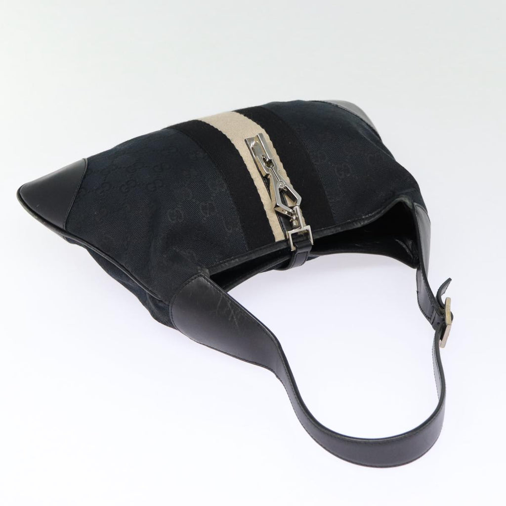 GUCCI GG Canvas Sherry Line Hand Bag Black Silver 001 4057 ep5588