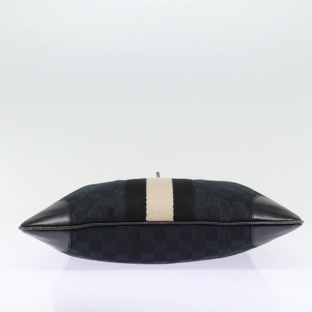 GUCCI GG Canvas Sherry Line Hand Bag Black Silver 001 4057 ep5588