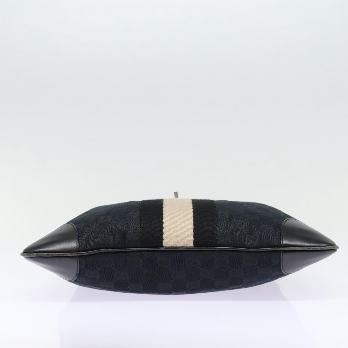 GUCCI GG Canvas Sherry Line Hand Bag Black Silver 001 4057 ep5588
