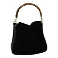 GUCCI Bamboo Hand Bag Suede Black Gold 001 2113 1638 ep5589