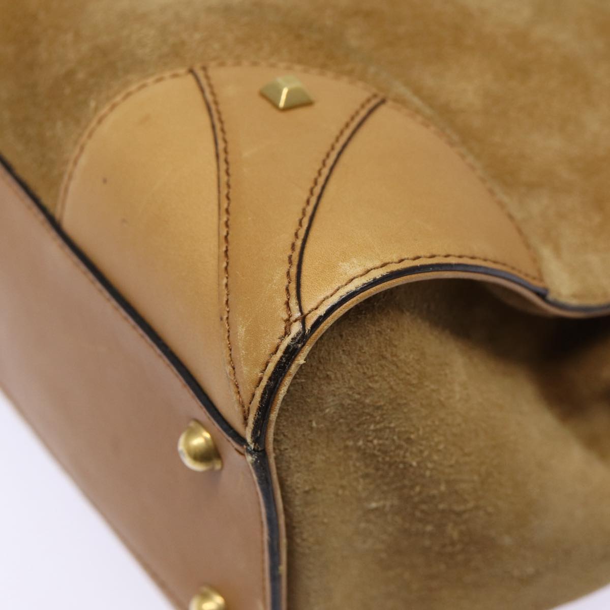 GUCCI GG Canvas Hand Bag Suede Canvas Beige 120897 ep5591
