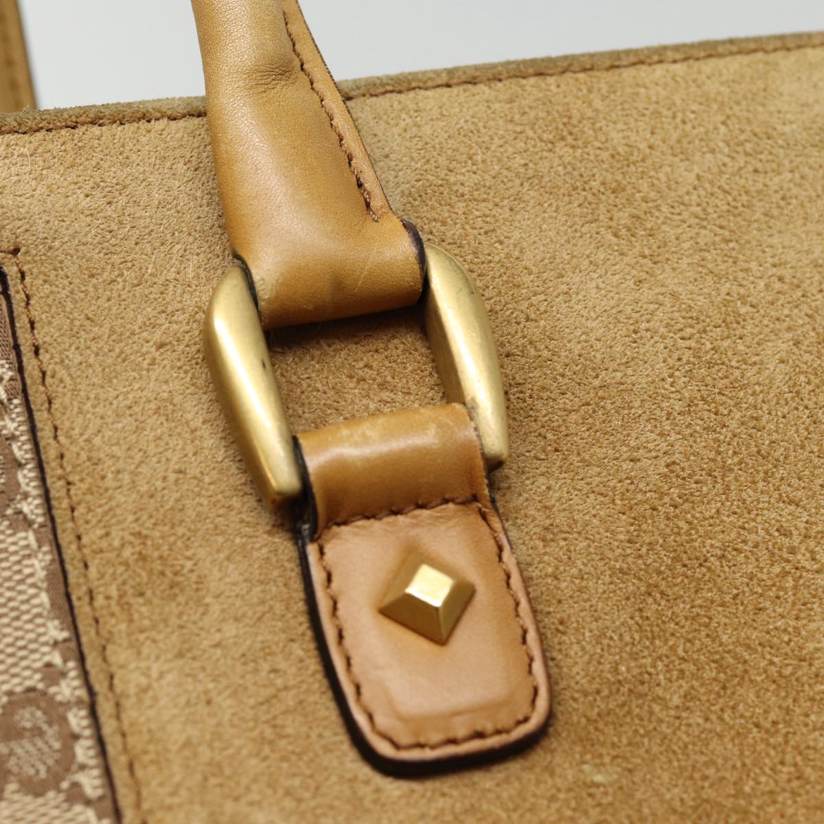 GUCCI GG Canvas Hand Bag Suede Canvas Beige 120897 ep5591