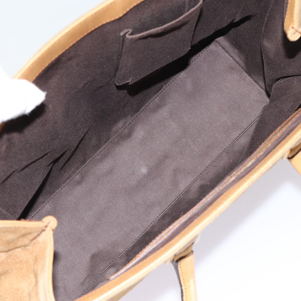 GUCCI GG Canvas Hand Bag Suede Canvas Beige 120897 ep5591