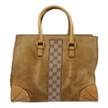 GUCCI GG Canvas Hand Bag Suede Canvas Beige 120897 ep5591