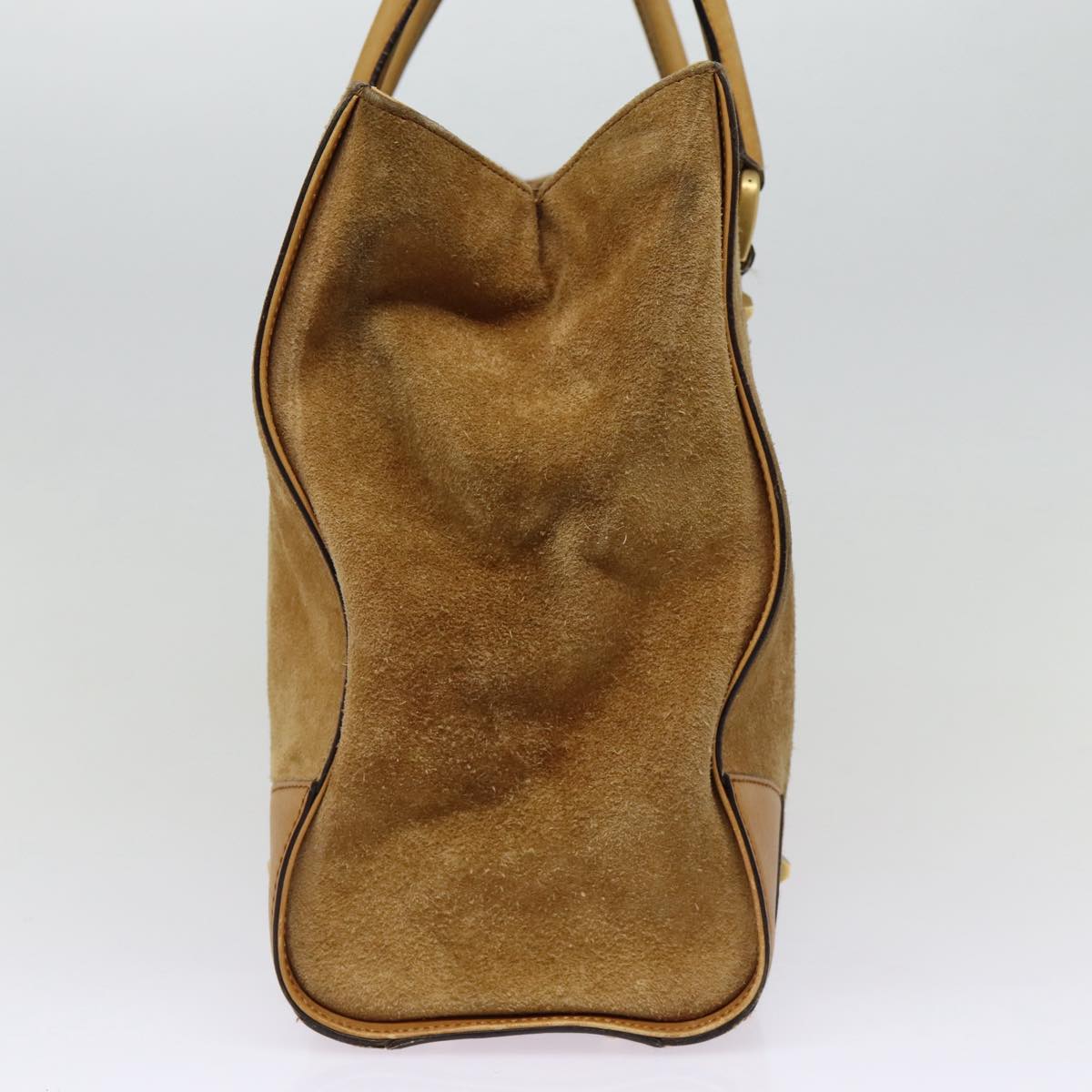 GUCCI GG Canvas Hand Bag Suede Canvas Beige 120897 ep5591