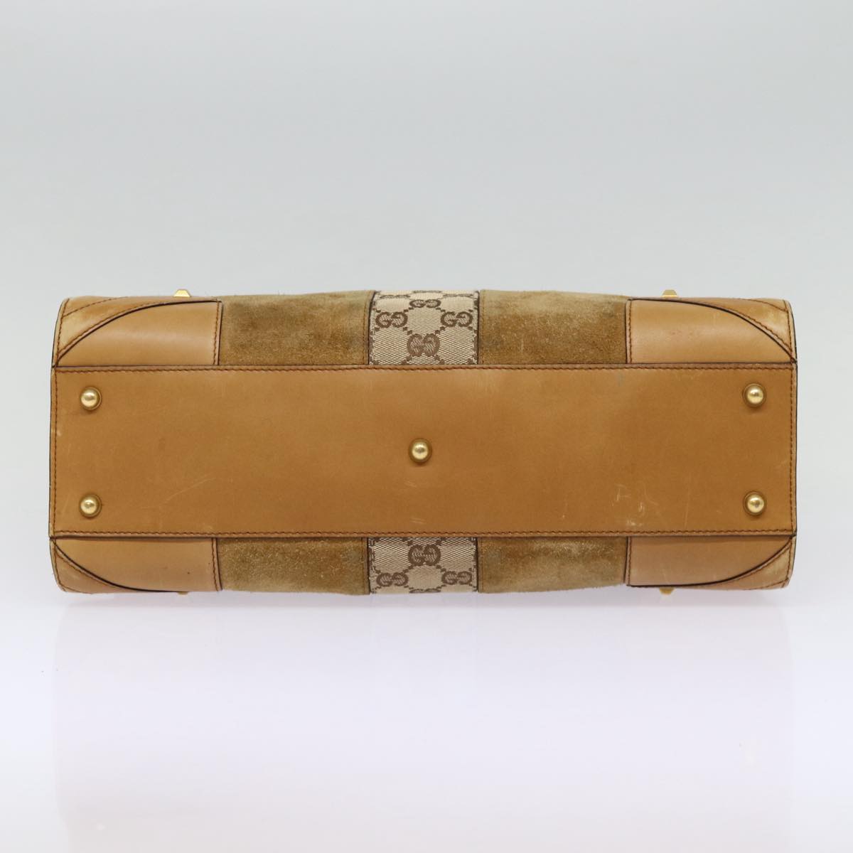 GUCCI GG Canvas Hand Bag Suede Canvas Beige 120897 ep5591