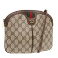 GUCCI GG Supreme Web Sherry Line Shoulder Bag PVC Beige Gold ep5594