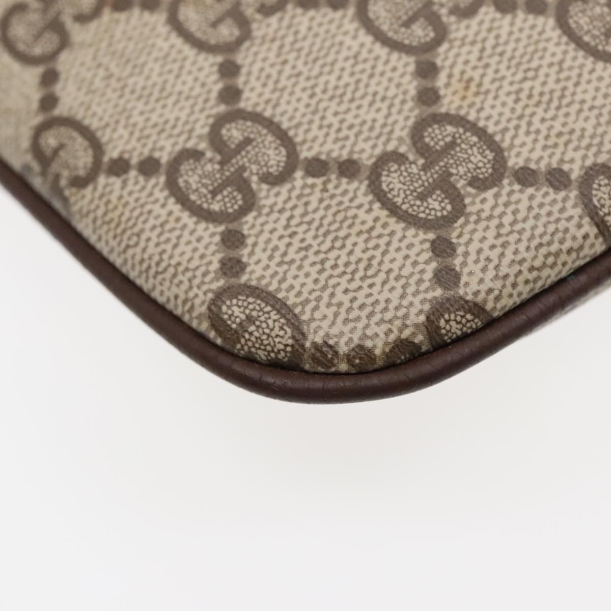 GUCCI GG Supreme Web Sherry Line Shoulder Bag PVC Beige Gold ep5594
