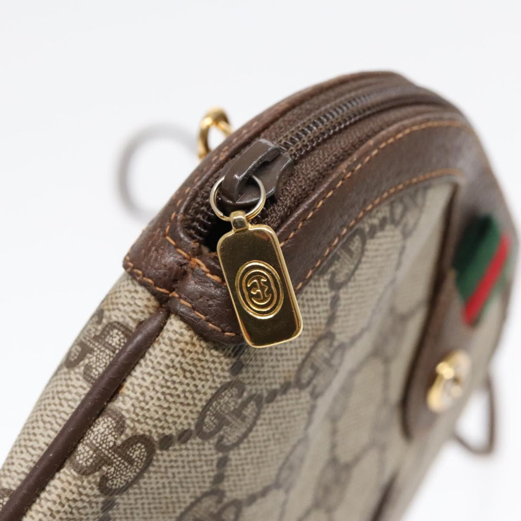 GUCCI GG Supreme Web Sherry Line Shoulder Bag PVC Beige Gold ep5594